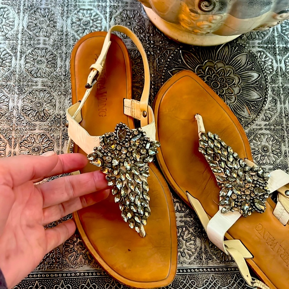 Beautiful crystal embedded Vera Wang sandles.